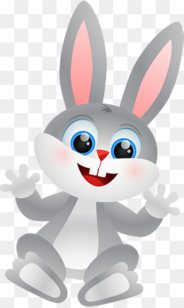 手绘灰色可爱小兔子