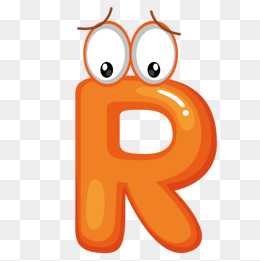 橘黄色卡通字母r
