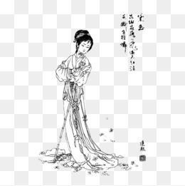 手绘中国风红楼梦插画贾宝玉和林黛玉免抠