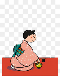 古风人物卡通手绘展示茶艺的少女原创免抠高清