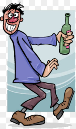 卡通人物插图喝醉酒的男人