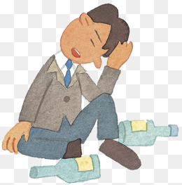 卡通人物喝醉眩晕宿醉的人