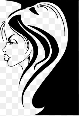 黑白人物插图手绘美女侧脸