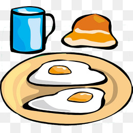 面包鸡蛋牛奶早餐简笔画食物