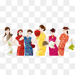 卡通风格旗袍美女简笔画