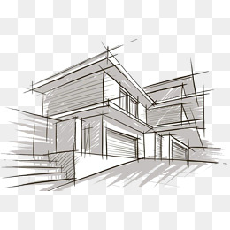 素描俯视城市楼房简笔画