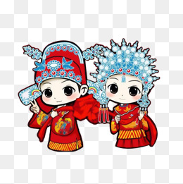 卡通中国风古典新郎新娘