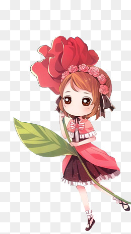 女孩花朵植物png