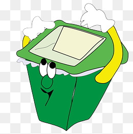 绿色卡通可爱垃圾桶矢量