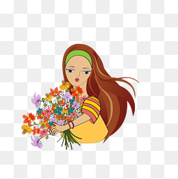 有美女捧着花猜成语_看图猜成语