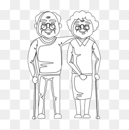 慈祥老人夫妇简笔画