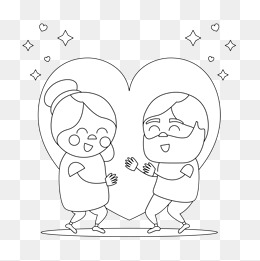 爱心背景老人简笔画