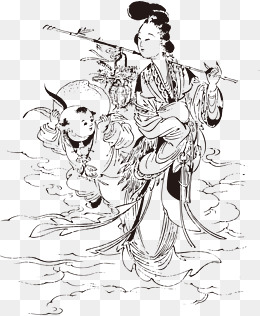 中国风卡通手绘仕女