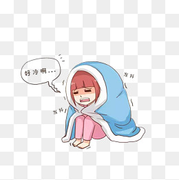 冷得蜷缩身体的女孩