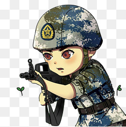 托腮的卡通兵哥哥