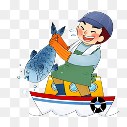 卡通手绘渔夫