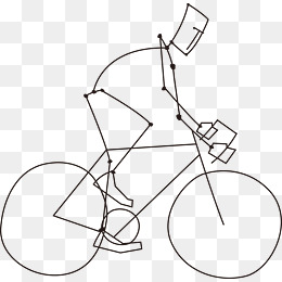 线描火柴人骑车
