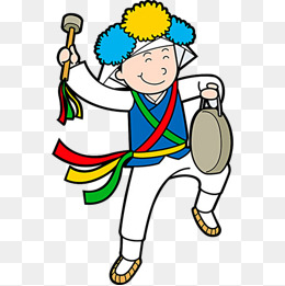 敲锣打鼓的少数男生