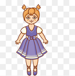 卡通穿裙子的小女孩