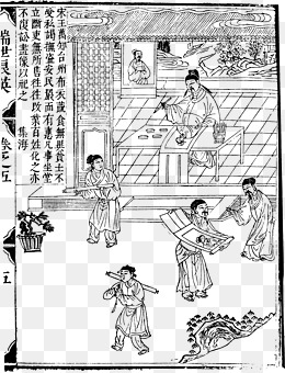 手绘古代买画图