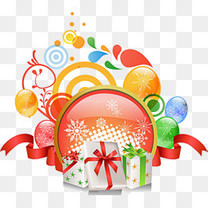 免抠圣诞节大礼包彩球装饰