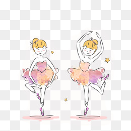 可爱的手绘芭蕾舞女孩插画免抠