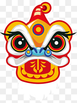 春节卡通多彩狮子头