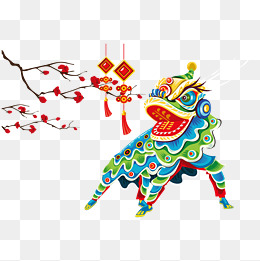 春节绿色舞狮免抠图