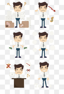 卡通忙碌的男人免抠图