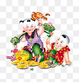 中国传统招财童子年画