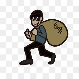 卡通手绘小偷坏人