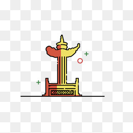 黄色手绘线稿华表元素