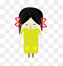 可爱卡通风格小女孩沮丧表情矢量图案