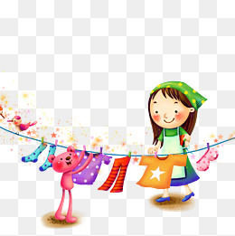 晾衣服可爱免抠元素