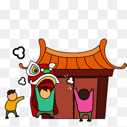 手绘卡通小孩过新年