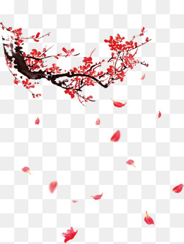 红色梅花飘落装饰图案
