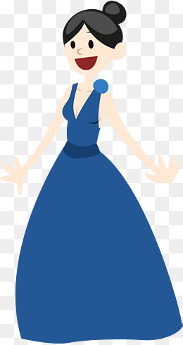 卡通蓝衣婚礼伴娘