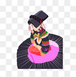 卡通彝族女人插画免抠