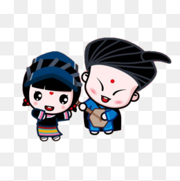 卡通彝族娃娃插画设计免抠