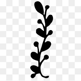 水墨简笔小草枝叶剪影