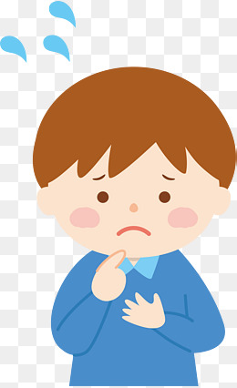 烦恼流汗的卡通小孩