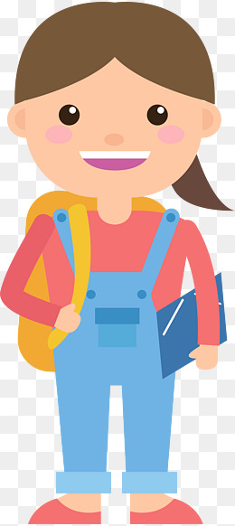 背着书包上学的小女孩