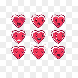 emoji白色爱心复制,白色心形emoji复制 矢量红色卡通emoji红心表情包