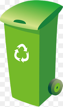 绿色卡通垃圾桶图