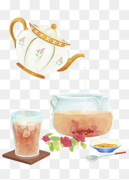 手绘西式下午茶红茶一壶茶免扣