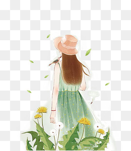 38女神节手绘女神背影