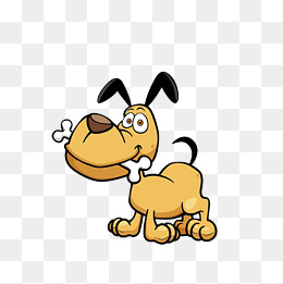 卡通可爱小狗吃骨头