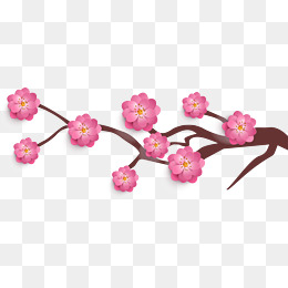 3d立体桃花梅花树枝