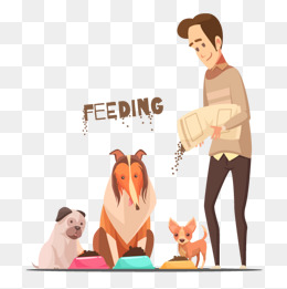 给宠物狗喂食卡通图