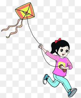清明节外出郊游放风筝的小女孩场景元素